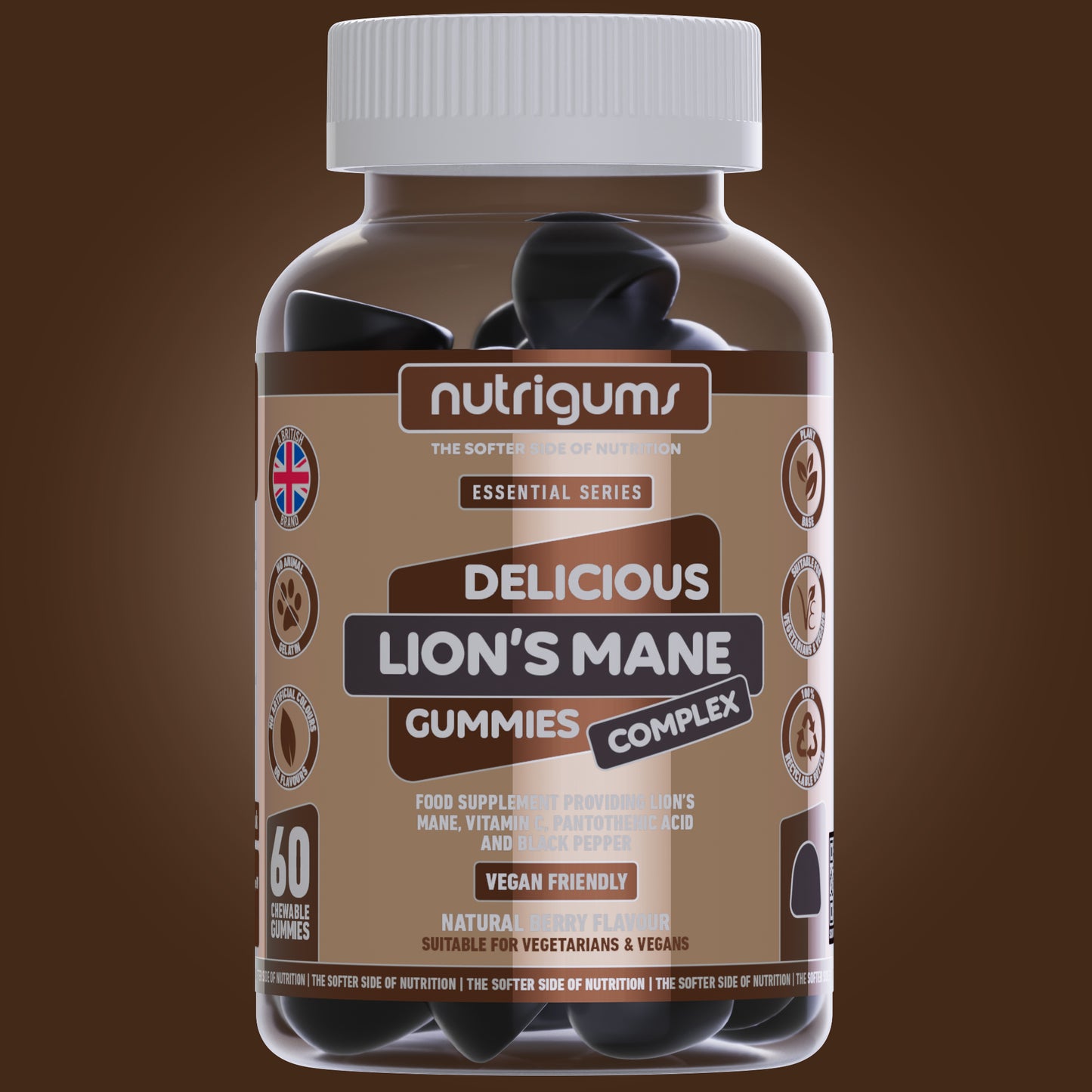 Lion's Mane - Natural Berry Flavour - 60 Vegan Gummies