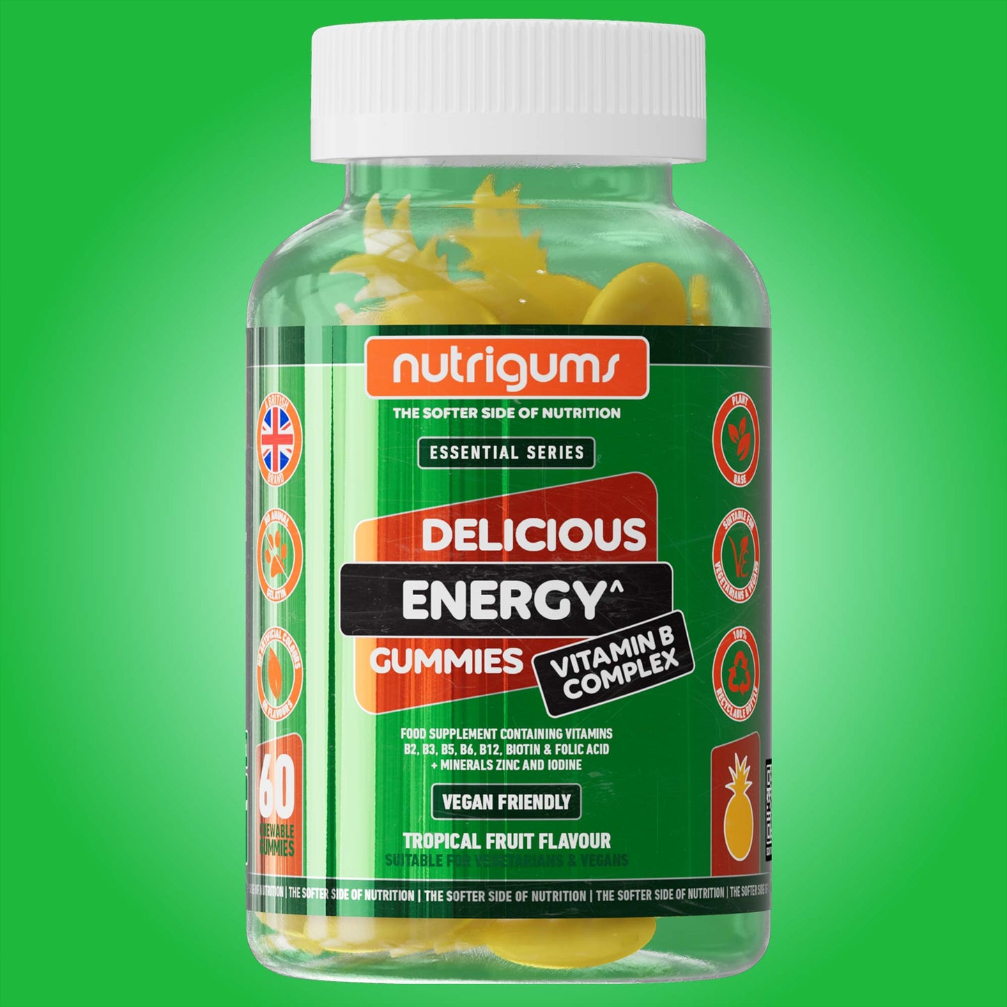 Energy (Vitamin B Complex) Tropical Fruit Flavour - 60 Vegan Gummies