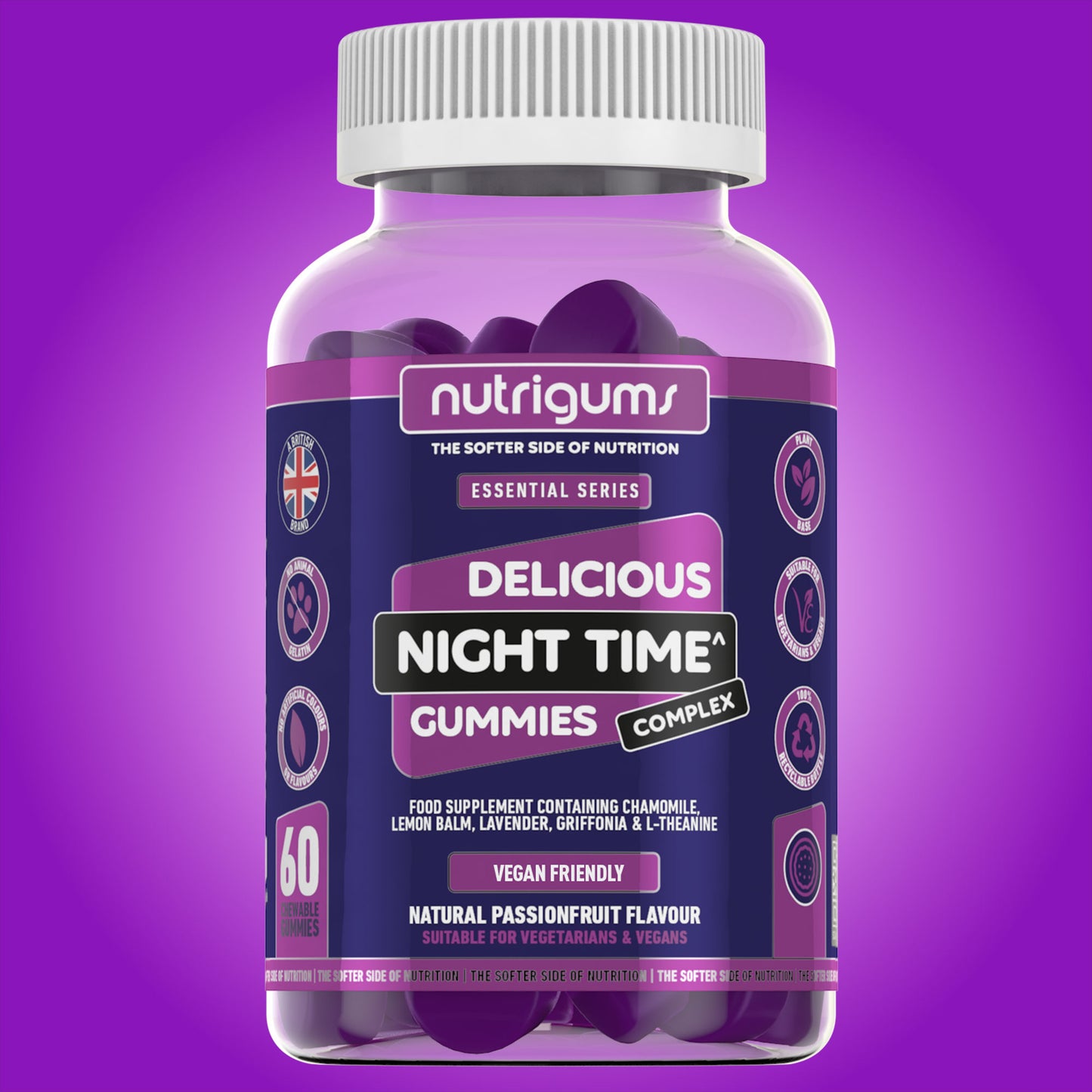 Night Time Complex Passionfruit Flavour - 60 Vegan Gummies