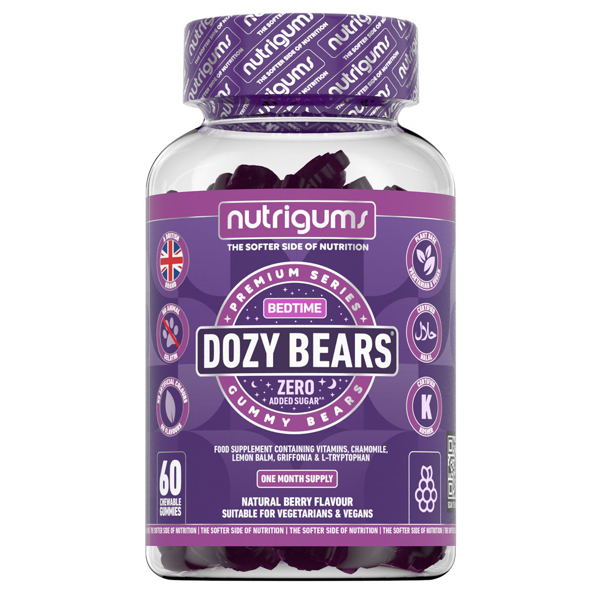 Dozy Bears (Bedtime) No Added Sugar Mixed Fruit Flavour - 60 Vegan Gummies