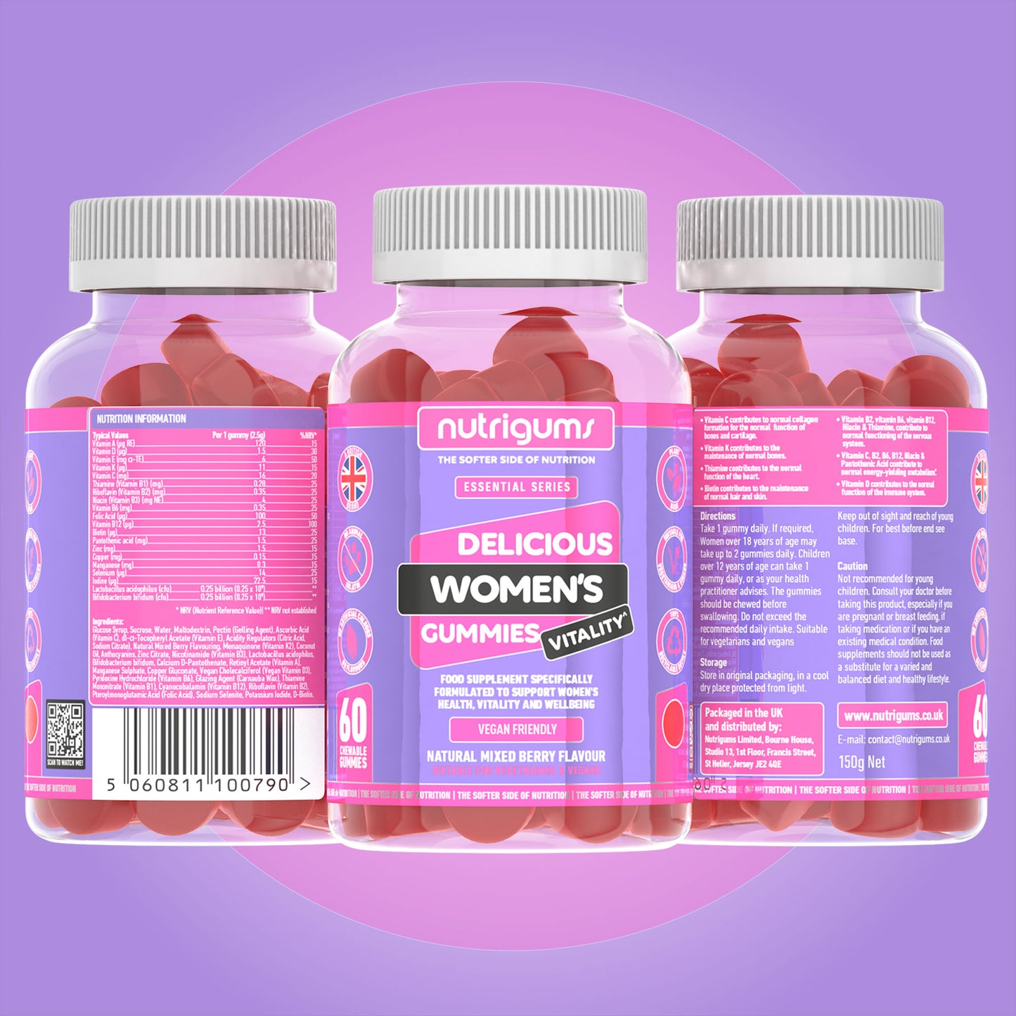 Women's Vitality (Multivitamins & Probiotics) Mixed Fruit Flavour - 60 Vegan Gummies