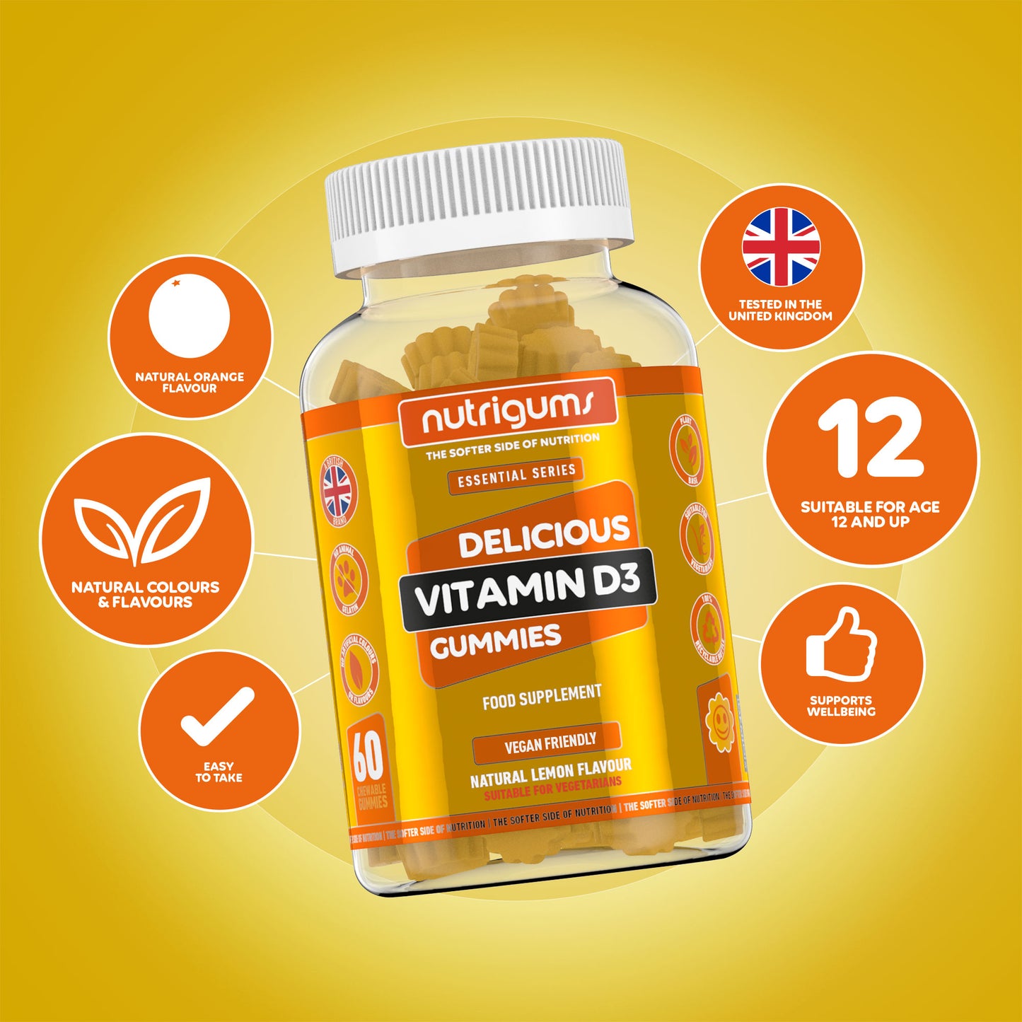 Vitamin D3 1000iu Lemon Flavour - 60 Vegetarian Gummies