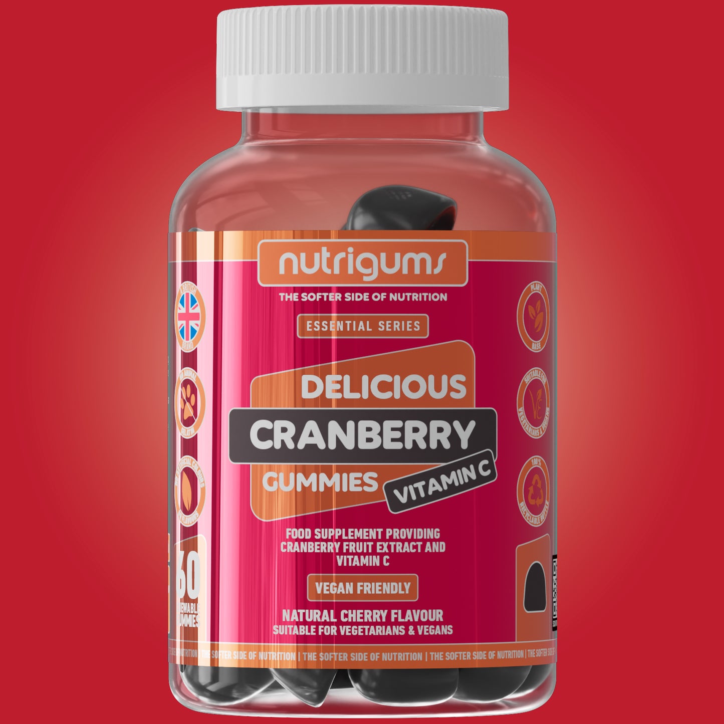 Cranberry & Vitamin C - Cherry Flavour - 60 Vegan Gummies